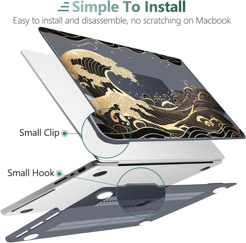 DONGKE Case for M5 MacBook Pro 14 inch 2025 2024-2021 M4 M3 M2 M1, Plastic Hard Shell Cover Compatible with A3434 A3112 A3401 A3185 A2992 A2779 A2442, Retina XDR Display & Touch ID, Golden Wave - Image 4